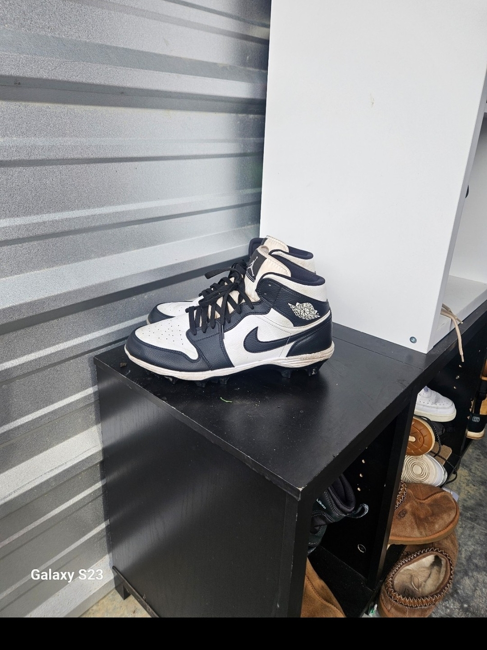 Nike Air Jordan 1 Mid TD Panda Football Cleats Men’s 12 Black White FJ6805-100